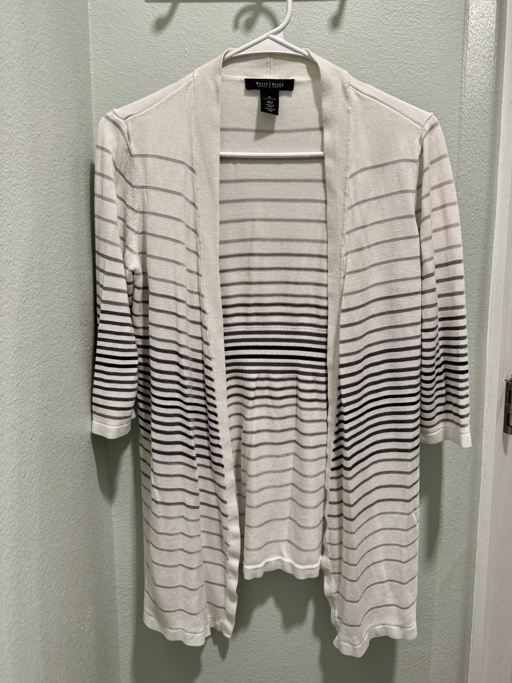 White House Black Market horizontal striped open-front cardigan